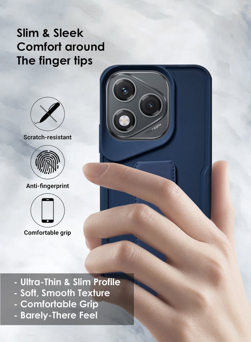 Honor 400 Lite Hand Grip Case Cover - Magnetic Hand Grip Holder & Kickstand Case For Honor 400 Lite - Strong Grip for Magnetic Car Holder, Stylish Silicone Case & Functional, Ultimate Convenience & Hands-Free Viewing - NavyBlue - Image 5